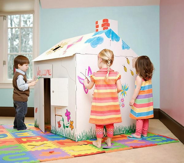 30 creative diy cardboard playhouse ideas - hative