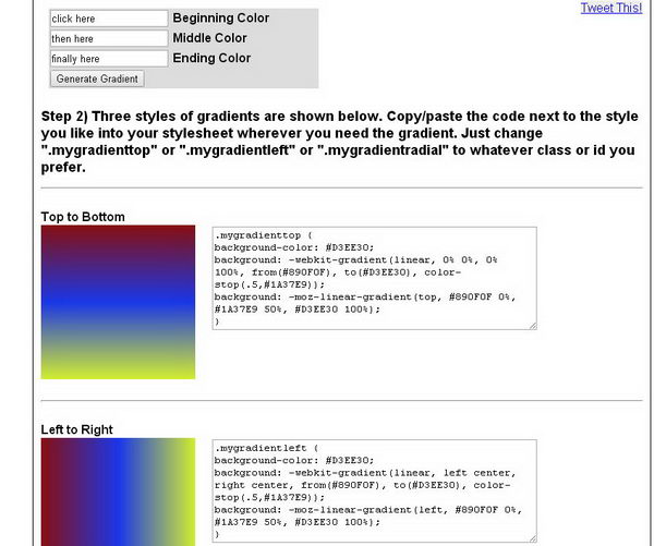 html background gradient color code generator