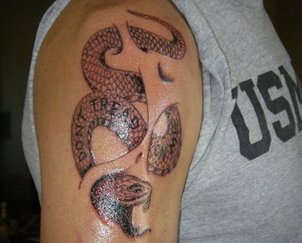 Dont Tread On Me  Black Ink Rattlesnake Tattoo Design For Shoulder