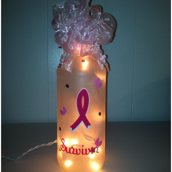 Cancer Survivor Bottle Lamp. It is a great Relay for Life fundraising idea.