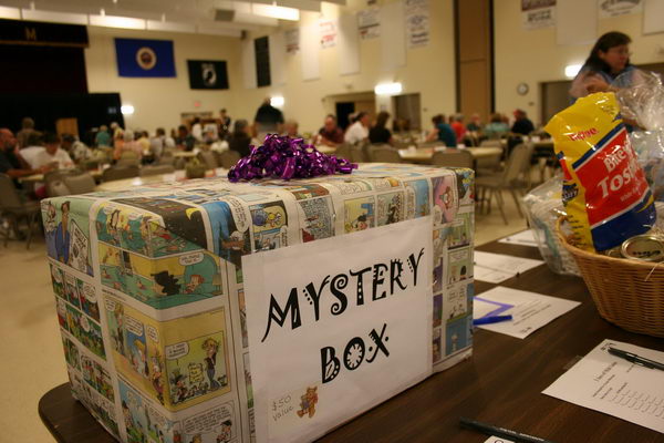 Mystery Box Auction Fundraising Idea. A mystery box at the CVLHS silent auction attracted plenty of attention.