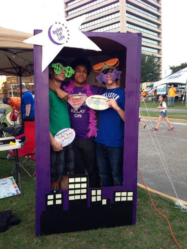 Relay for Life Photobooth Fundraising Idea. Such a cute idea that reminds me of all the figures and dolls we have bought through the years.