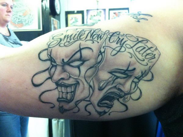 traditional smile now cry later tattoo