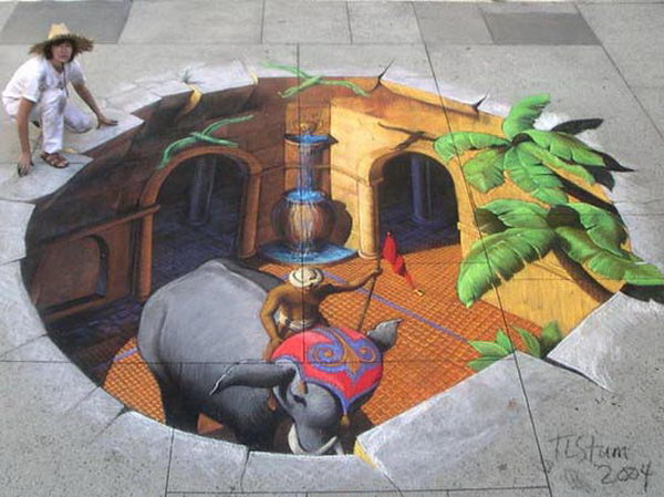 Elephant 3D Street Art.