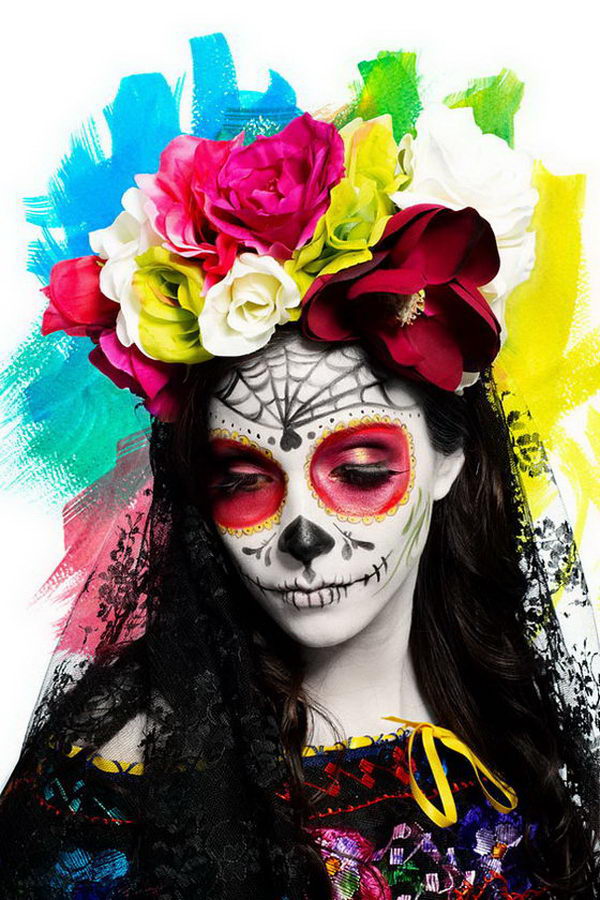 20 Cool DÃ­a de los Muertos Sugar Skull Makeup Art Examples - Hative