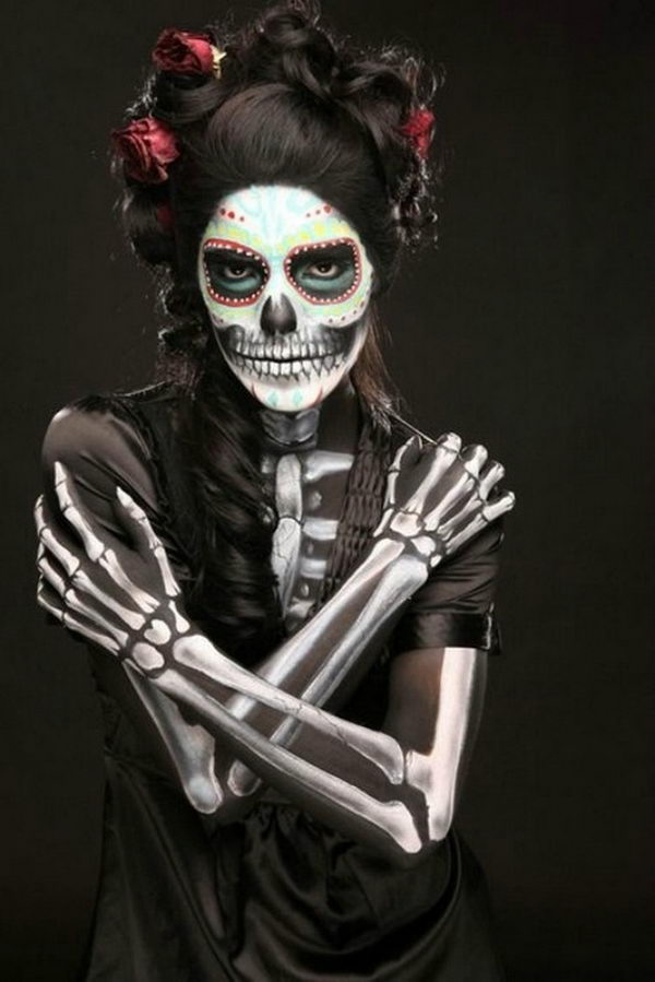 dia de los muertos skull girl