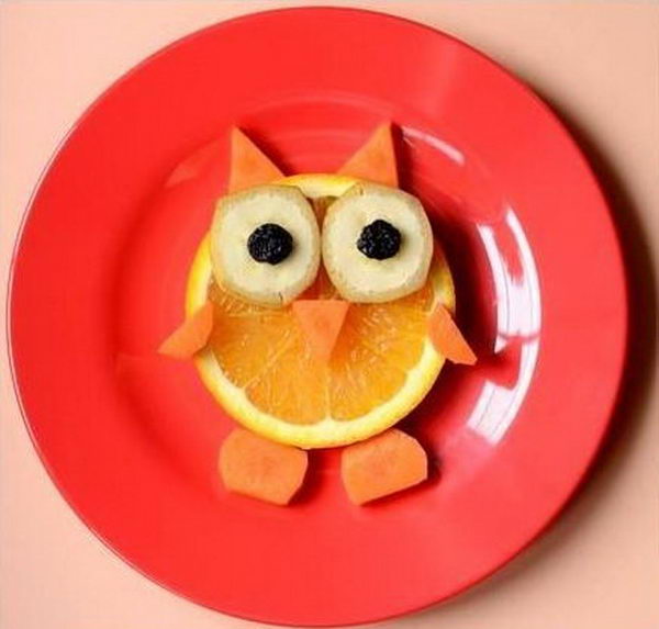 Food Arranged Like an Owl,