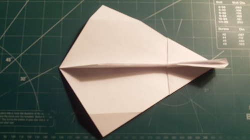 The Raven paper airplane is a fast, stable dart that can easily cruise the classroom. With 5 points to sit upon at rest. It is a very cool looking plane as well, with its ventral canard fins and dagger shape.