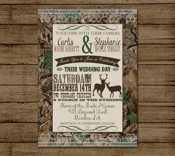 White Camo Wedding Invitations 2