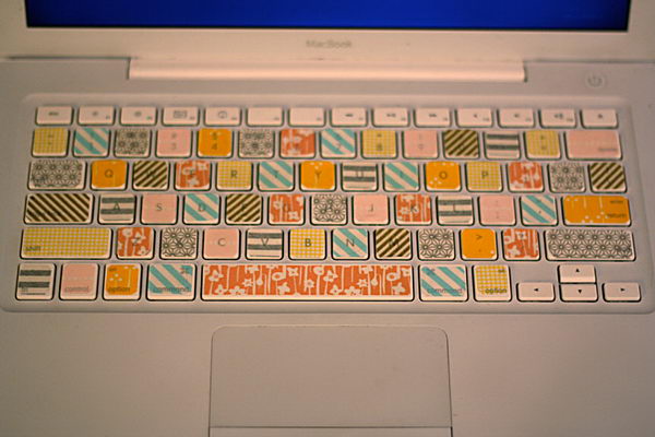 DIY Washi Tape Laptop Keyboard.