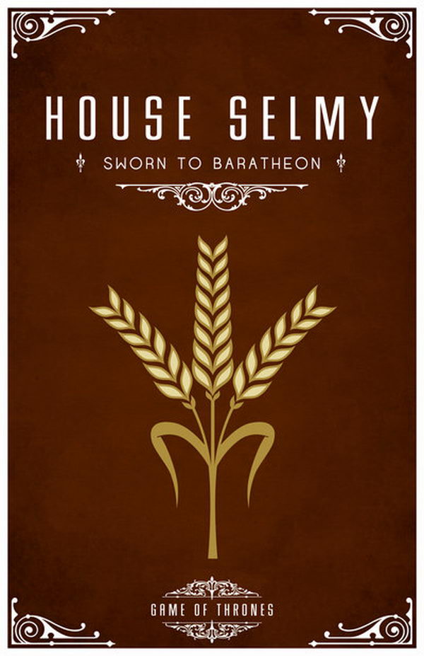 House Selmy. Their sigil is three stalks of yellow wheat on brown.