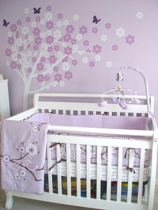 nursery lilac baby purple bedroom rooms cute decor lila gray themes decorating project pink lavender bedding hative lilas projectnursery tree