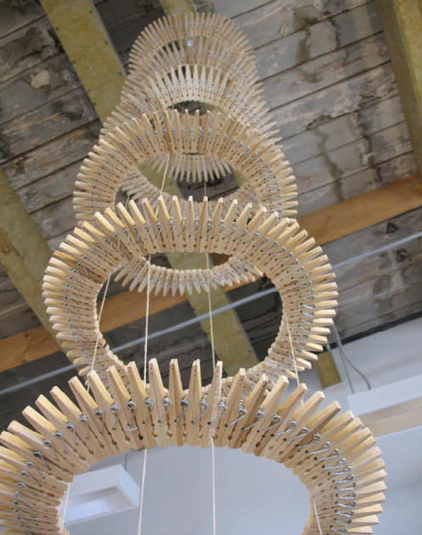 9 clothespin chandelier