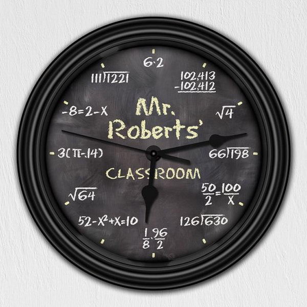 Math Chalkboard Wall Clock.