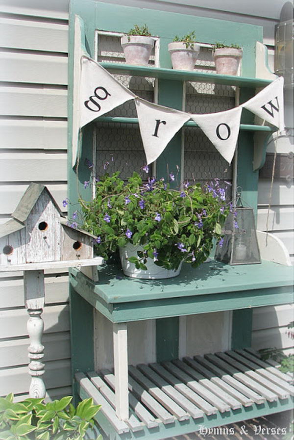 Potting Bench Made from Door.