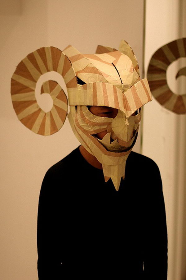 mask cardboard halloween diy crafts masks 3d costume gargoyle dragon face flickr paper animal hative masque sculpture craft cool making