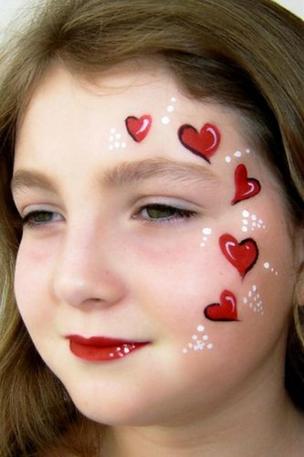 13 Red Heart Face Painting 