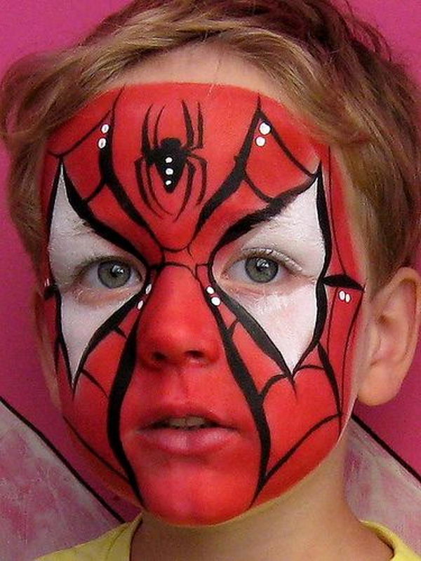 Spiderman. Cool Face Painting Ideas For Kids, which transform the faces of little ones without requiring professional-quality painting skills.
