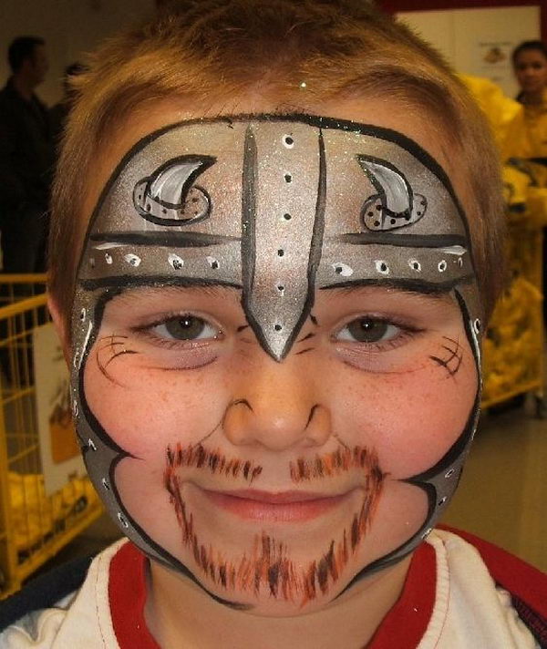 Knight Face Paint. Cool Face Painting Ideas For Kids, which transform the faces of little ones without requiring professional-quality painting skills.