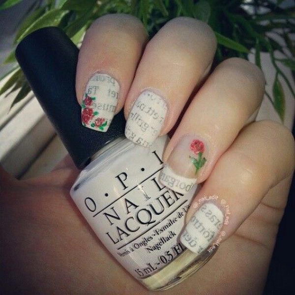 20 Cool Newspaper Nail Art Ideas - Hative