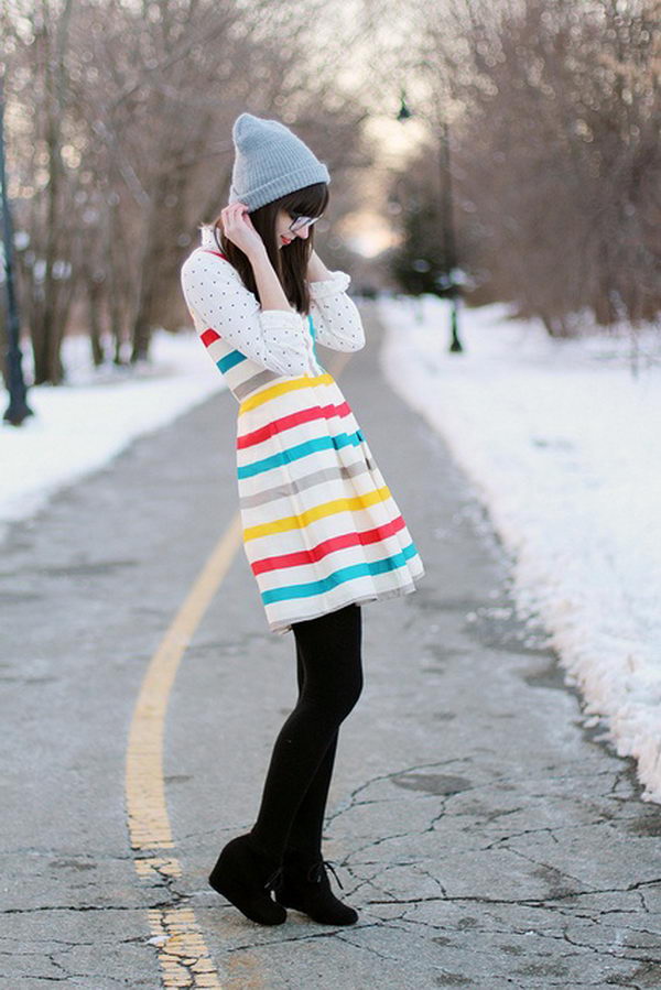 Gorgeous Rainbow Colored Dress. How fashionable for girls to wear a gorgeous and colorful dress.