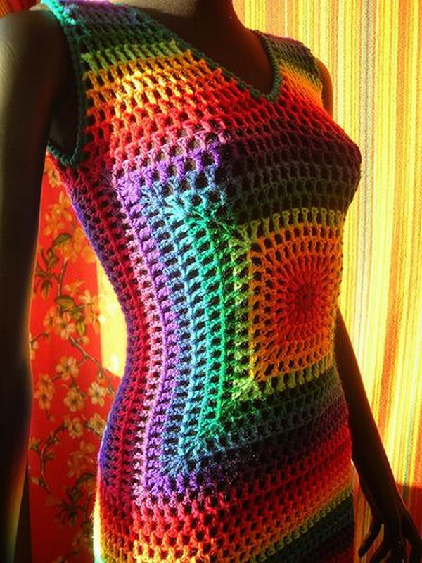 Gorgeous Rainbow Colored Dress. How fashionable for girls to wear a gorgeous and colorful dress.