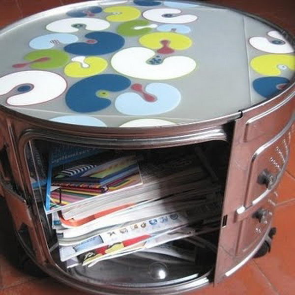 Book Storage Idea Using Washing Machine Drums.