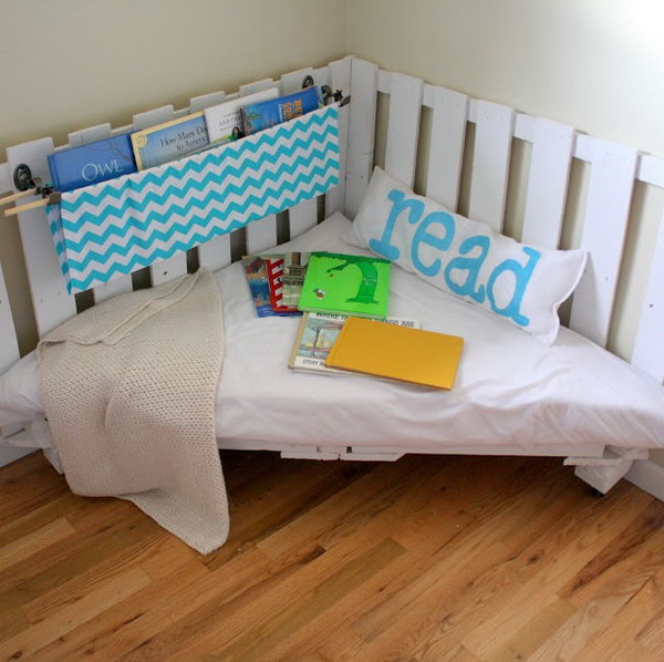 Reading chair from wooden palettes.