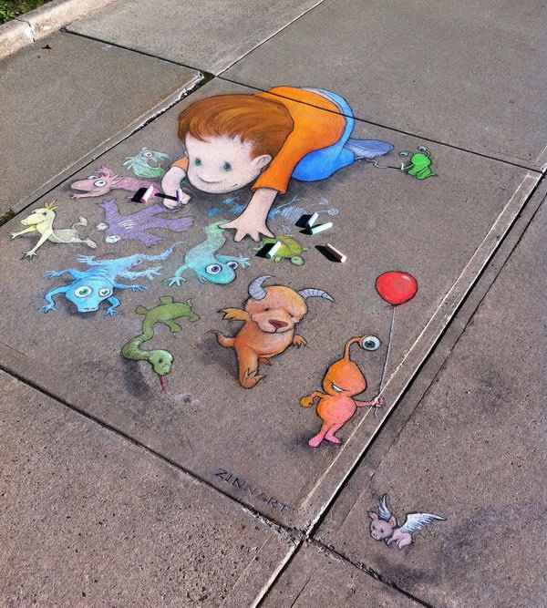 Chalk Street Art by David Zinn.