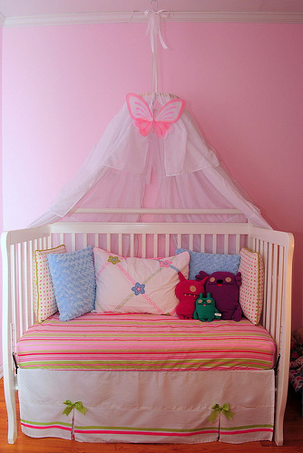 Reading nook from old crib.