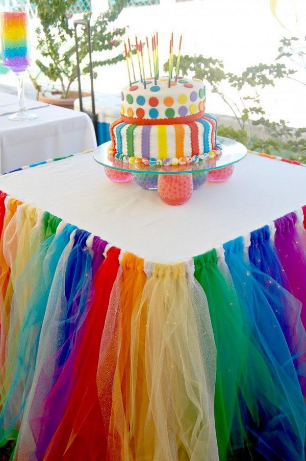 Candy Table Ideas For 50th Birthday Party ~ Rainbow Decor Table Diy