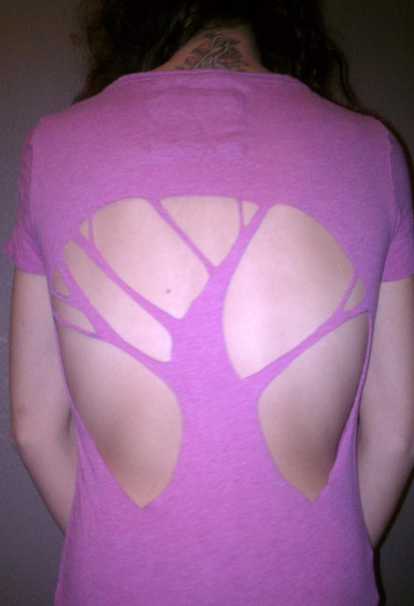 shirt diy cut cutting tree hative tshirt cool tutorial idea