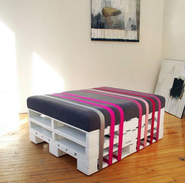 Pallet wrapped Ottoman.