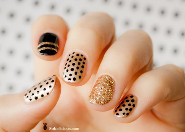 Cute Polka Dot Nail Art. Polka dot is a pattern consisting of an array of filled circles.