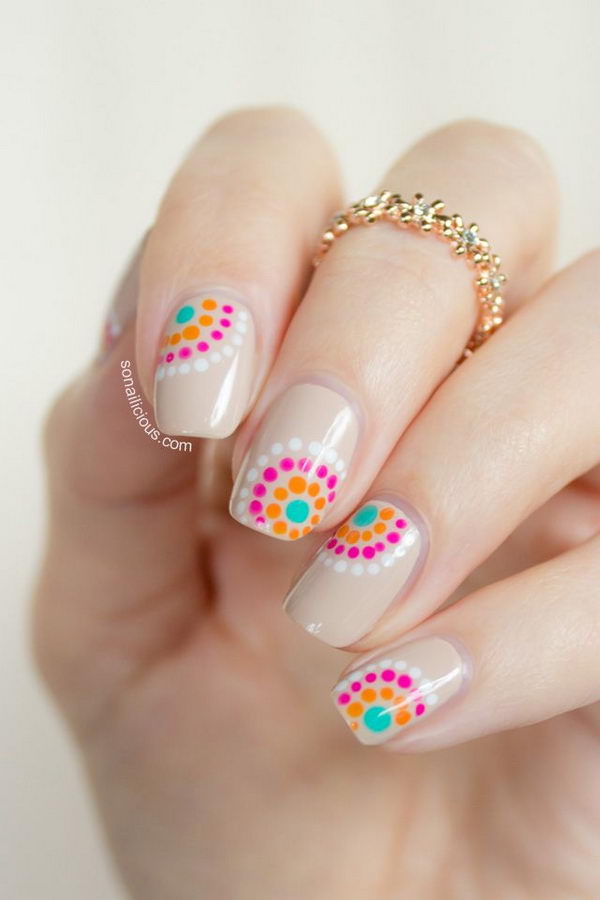 Pink Polka Dot Nail Art