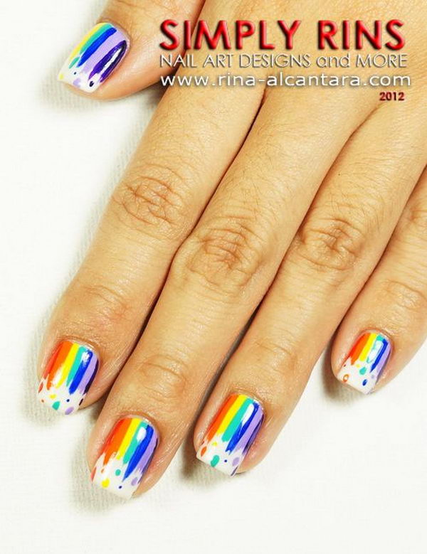 Cool Rainbow Nail Art. A beautiful and fun way to brighten up your everyday look or accessorize a special occasion outfit.