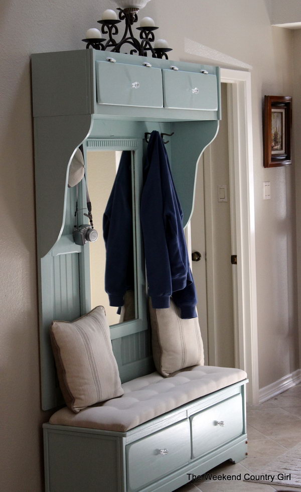 Dresser bench. Allow you to store books, shoes and other items in the bench, and sit on it while having the supply's in the compartments.