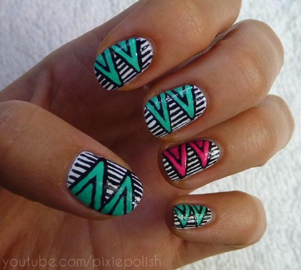 Cool Stripe Nail Art.