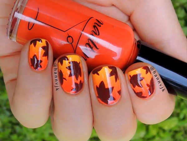 Cool Thanksgiving and Fall Nail Designs. An interesting way to dress up your look for fall.