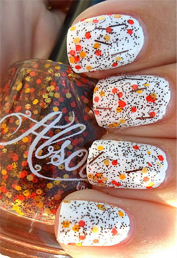 fall nail designs thanksgiving nails leaves polish cool falling manicure pretty glitter autumn inspired unique bottle halloween gorgeous via wite