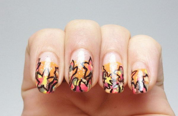 Cool Thanksgiving and Fall Nail Designs. An interesting way to dress up your look for fall.