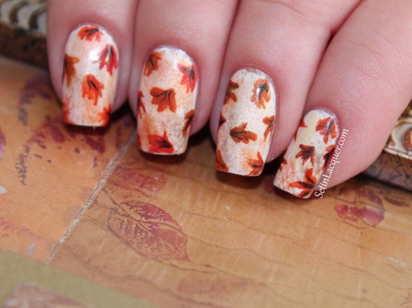 Cool Thanksgiving and Fall Nail Designs. An interesting way to dress up your look for fall.