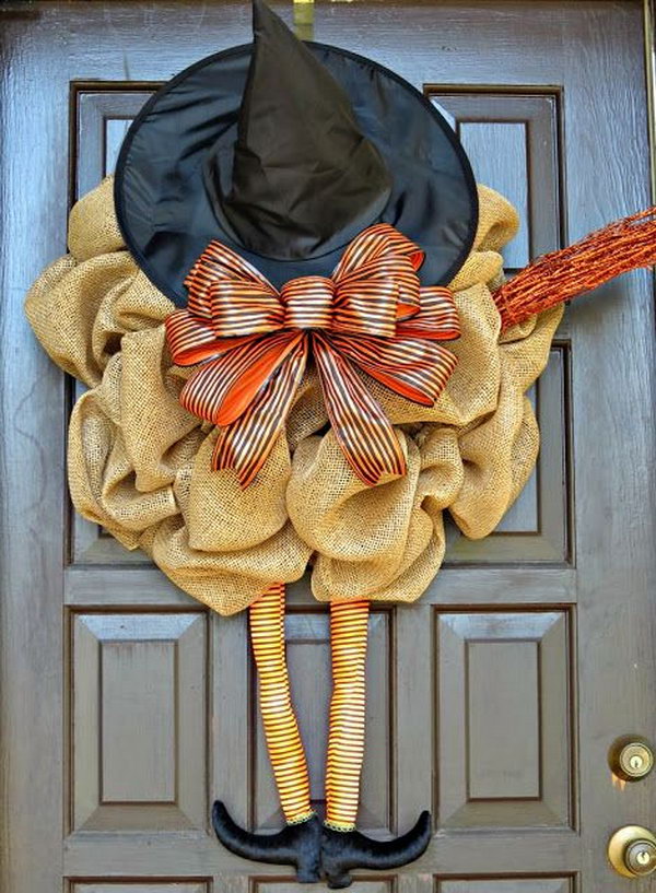 DIY Burlap Witch Wreath.