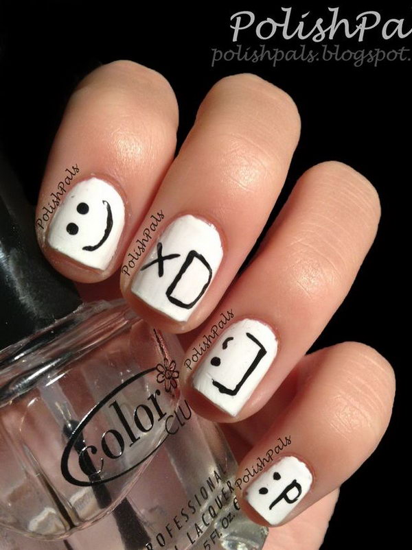 Cute and Happy Smiley Face Nails - Hative