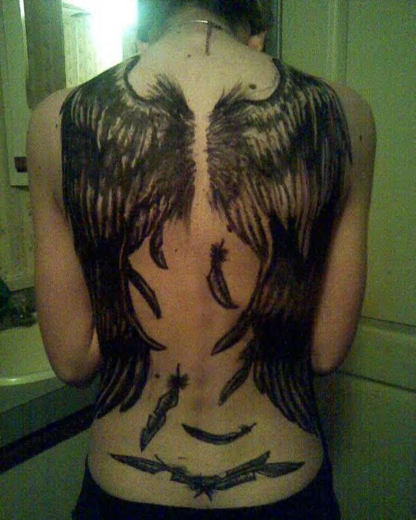 Tattoo uploaded by Dan Kline • Black and grey angel wings • Tattoodo