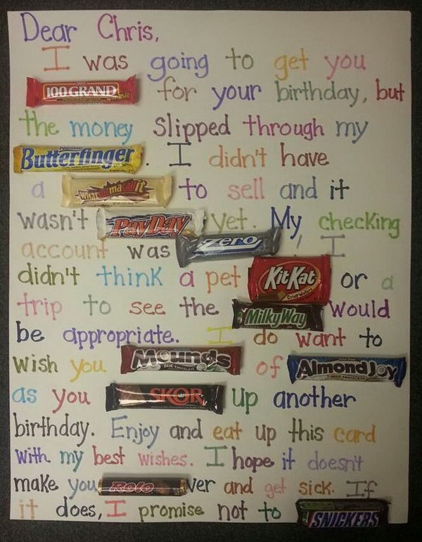 Candy Bar Poster Birthday Card, 