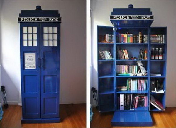 If you are a Doctor Who fan and love to read, this handmade TARDIS bookshelf is perfect for you.