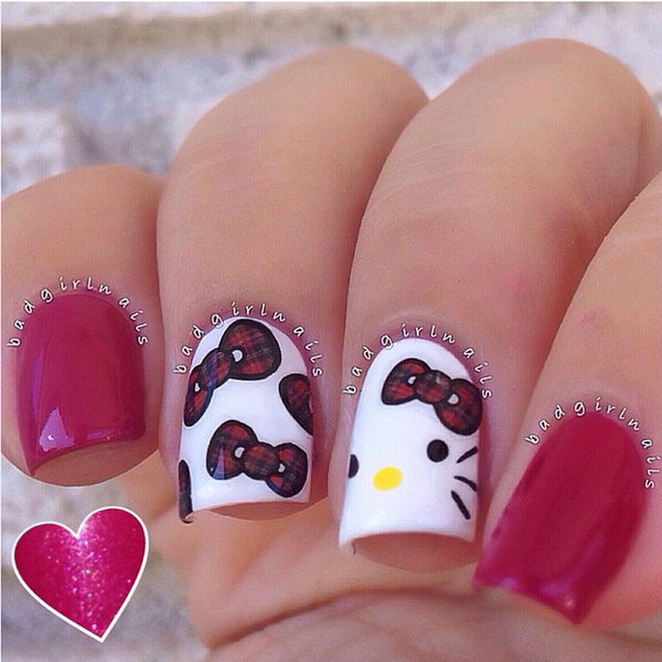 Cute Hello Kitty Nail Art Designs - Hative