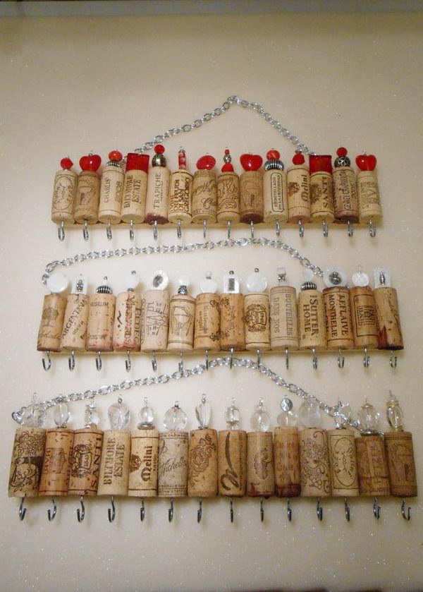 jewelry display cork wine storage holder creative diy craft organizer displays jewellery styletic bottle market crafts hative corks bracelets ways