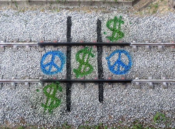 Street Art On The Railroad Tracks by Artur Bordalo